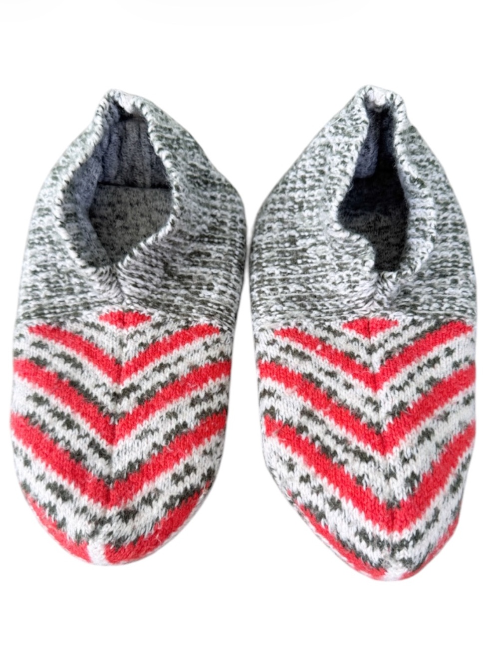Bombas pink and gray chevron print slip on style slipper socks size medium
